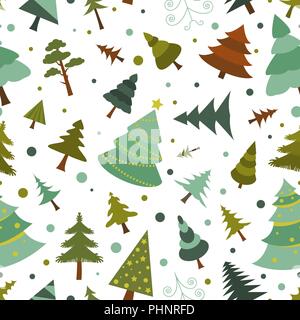 Christmas Tree Decoration Seamless Pattern Stock Vector - Illustration of  nature, forest: 203456264