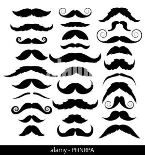Set of mustache on white background. Stock Vector