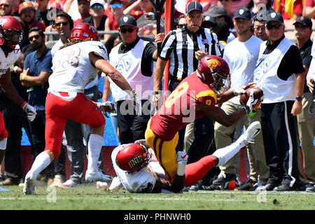Los Angeles, California, USA. 1st Sep, 2018. CA.USC Trojans wide receiver Amon-Ra St. Brown #8 in action during the first half of the NCAA Football game between the USC Trojans and the UNLV Rebels at the Coliseum in Los Angeles, California.Mandatory Photo Credit : Louis Lopez/CSM/Alamy Live News Stock Photo