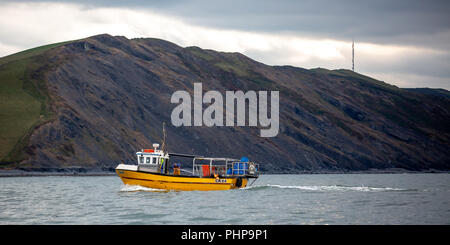 Cardigan Bay, Aberystwyth, Ceredigion, Wales, UK 02nd September 2018 UK Weather: Cloudy day with outbreaks of sunshine along Cardigan Bay, as local fishermen go about their business on the west coast of Aberystwyth. © Ian Jones/Alamy Live News