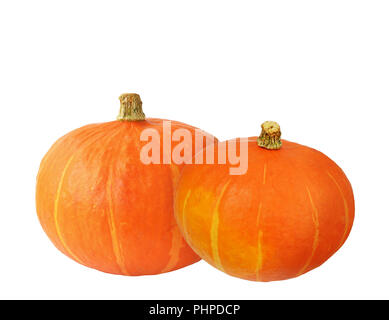 Two orange pumpkins isolated on white Stock Photo