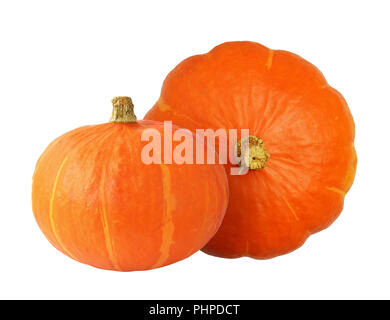 Two orange pumpkins isolated on white Stock Photo