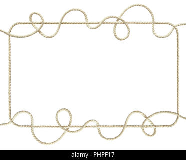 Cotton ropes in a frame isolated on white background Stock Photo