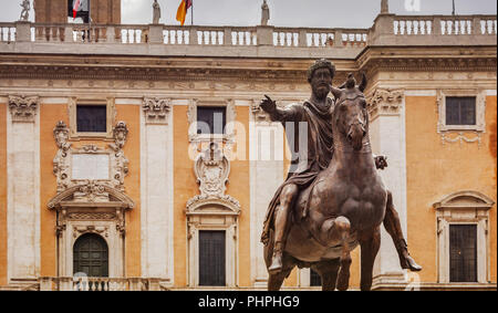 equestrian bronze statue of Marcus Aurelius in Rome Stock Photo