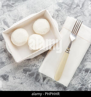 Cottage cheese balls coconut Stock Photo