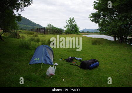 wild camping near Fort William. John o' groats (Duncansby head) to lands end. End to end trail. Great glen way. Highlands. Scotland. UK Stock Photo