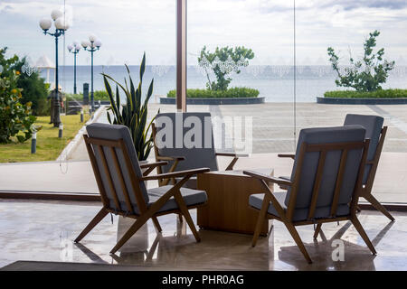 Generic Tropical Hotel Lobby Light Contemporary Vacation Stock Photo
