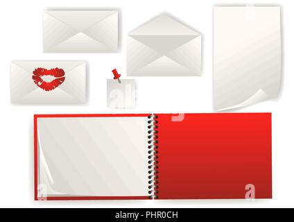 set of envelope and paper isolated on white Stock Vector