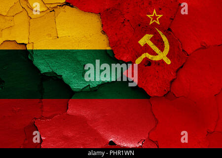 flags of Lithuania and Soviet Union Stock Photo