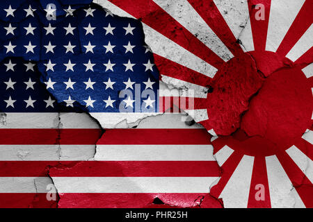 flags of USA and Japan in WW2 Stock Photo