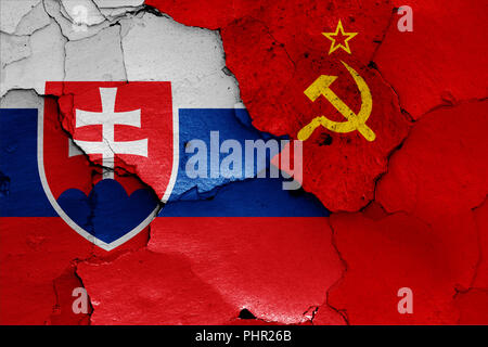 flags of Slovakia and Soviet Union Stock Photo