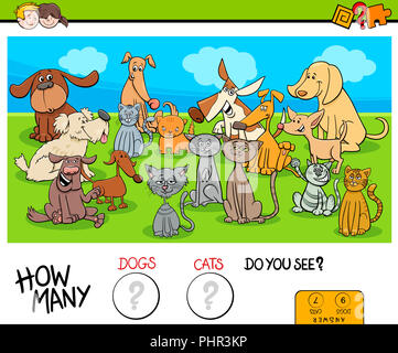 counting cats and dogs educational game Stock Photo
