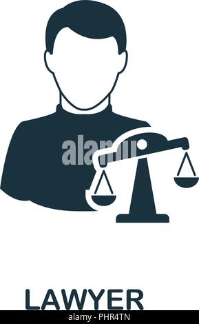 Lawyer icon. Monochrome style design from professions collection. UI. Pixel perfect simple pictogram lawyer icon. Web design, apps, software, print us Stock Vector