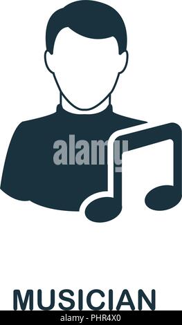 Musician icon. Monochrome style design from professions collection. UI. Pixel perfect simple pictogram musician icon. Web design, apps, software, prin Stock Vector