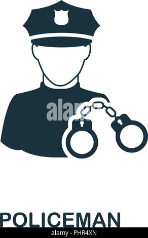 Policeman icon. Monochrome style design from professions collection. UI. Pixel perfect simple pictogram policeman icon. Web design, apps, software, pr Stock Vector