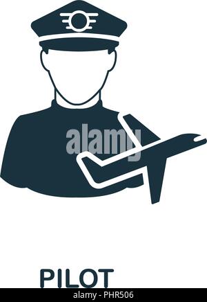 Pilot icon. Monochrome style design from professions collection. UI. Pixel perfect simple pictogram pilot icon. Web design, apps, software, print usag Stock Vector