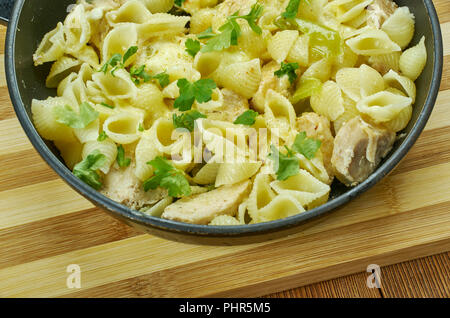 Salsa Verde Chicken Pasta Stock Photo