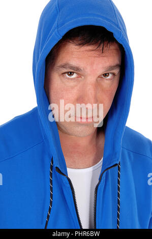 Portrait of man in blue hoody Stock Photo