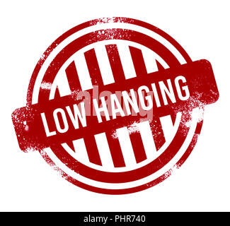Low Hanging Fruit - red grunge button, stamp Stock Photo
