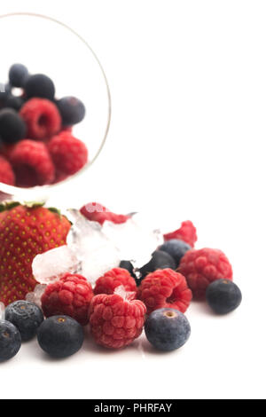 Closeup shot of frozen raspberries, blackberries and strawberries Stock Photo