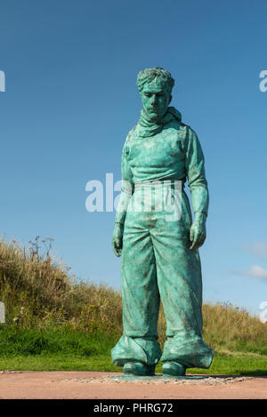 The William Lamb sculpture The Minesweeper at Montrose beach front Splash area, Montrose, Angus, Scotland. Stock Photo