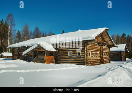 Russian Traditional wooden peasant house Stock Photo
