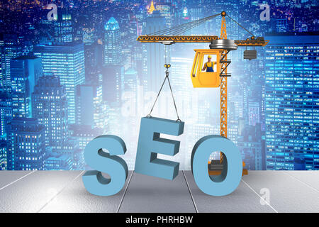 Search engine optimisation concept with crane Stock Photo