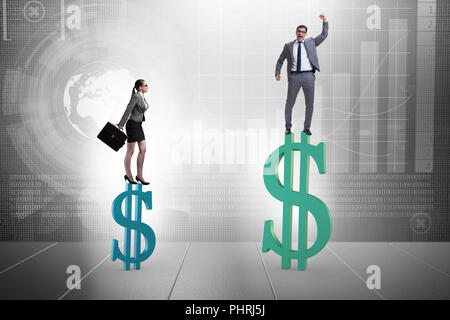 Concept of inequal pay and gender gap between man woman Stock Photo