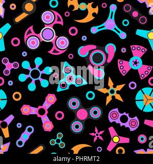 Hand spinner. Fidget toy for increased focus, stress relief. Seamless pattern. Vector illustration Stock Vector