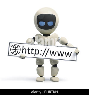 a robot with internet sign Stock Photo