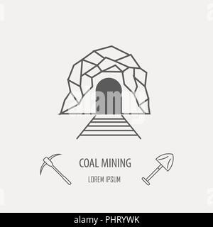 Industrial factory logo template. Linear badge design. Vector illustration Stock Vector