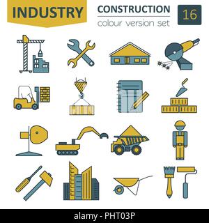 Construction and house repair icon set. Thin line design. Vector illustration Stock Vector