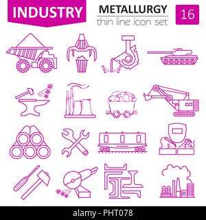 Metallurgy icon set. Thin line icon design. Vector illustration Stock Vector