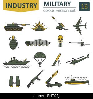 Military icon set. Thin line design. Vector illustration Stock Vector