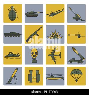 Military icon set. Thin line design. Vector illustration Stock Vector