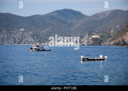 View of Monterosso al mare along the coast from vernazza Stock Photo