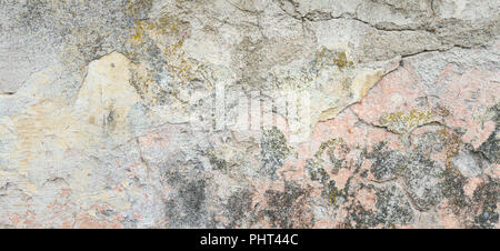 Textured grunge background. Old plastered wall with a multilayer cracked coating. Grunge texture with a deep pattern on the wall Stock Photo