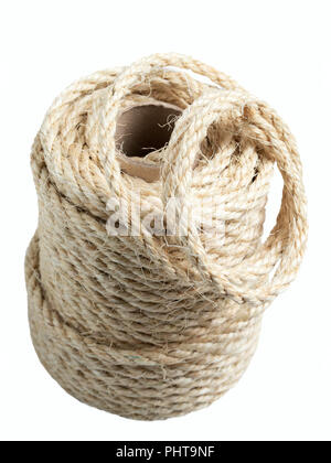 roll of coil rope on isolated white background Stock Photo