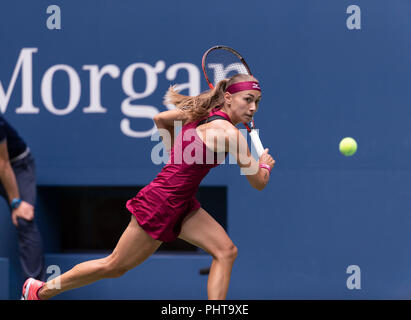 New York, USA. 01st Sep, 2018. Aleksandra Krunic of Serbia returns ball during US Open 2018 3rd round match against Madison Keys of USA at USTA Billie Jean King National Tennis Center Credit: Lev Radin/Pacific Press/Alamy Live News Stock Photo