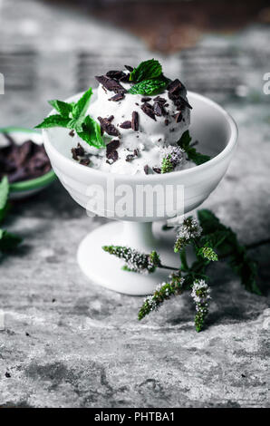 Vegan chocolate mint ice cream with coconut milk Stock Photo