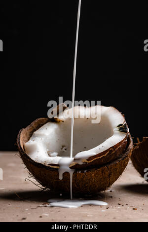 Coconut Milk Pour Stock Photo