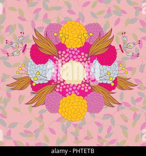 Colorful hand - drawn floral pattern Stock Vector