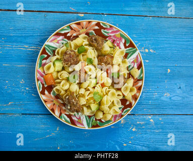 Orecchiette with Mini Chicken Meatballs Stock Photo