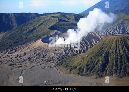 Mount Bromo's activity, Bromo, Tengger and Semeru National Parks, East Java, Indonesia Stock Photo