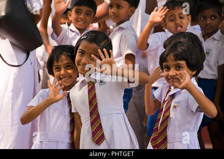 Horizontal portrait of school children in Sri Lanka. Stock Photo