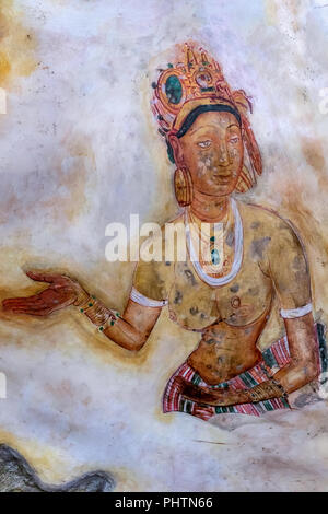 Replica of the famous wall paintings at Sigiriya, Sigiriya Museum, Sigiriya, Sri Lanka Stock Photo