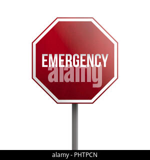emergency - red sign isolated on white background Stock Photo