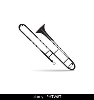 Black trombone vector illustration Stock Vector