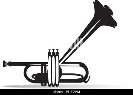 Black and white trumpet, vector illustration Stock Vector