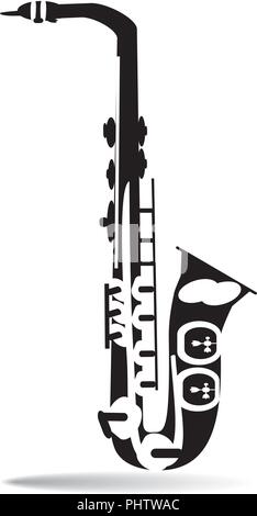 saxophone clipart black and white